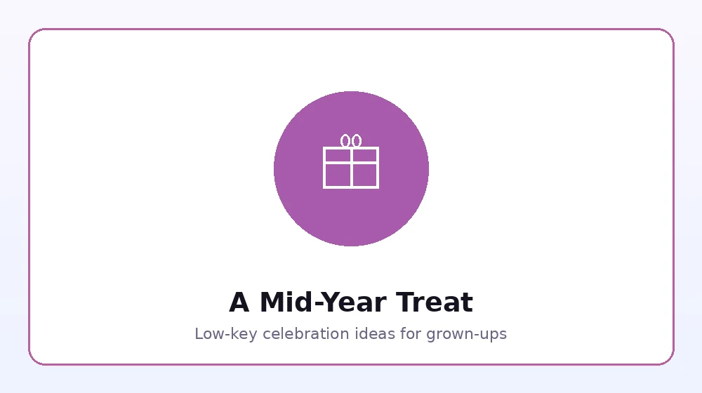 Illustration of a small gift representing a low-key half birthday treat for adults